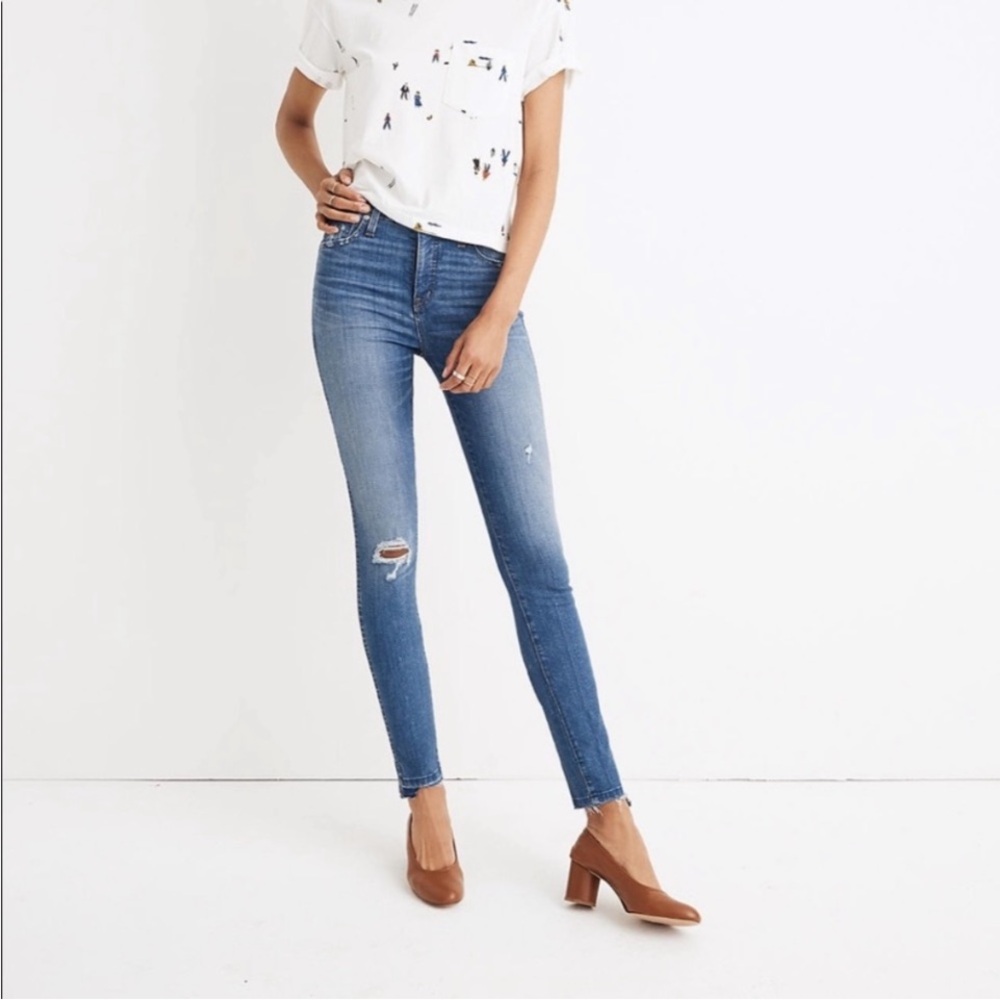 NWT Madewell 10" High Rise Skinny Jeans Drop Step Hem Size 25 Denim‎ Style J9400